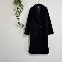 ［JUNOAH］チェスターコート（M）ダブルブレスト ロング 黒