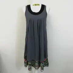 SUPER HAKKA スーパーハッカ 日本製 花柄×無地 ワンピース グレー黒