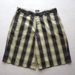 90s OLD STUSSY チェック柄 ハーフパンツ 紺タグ USA製 W33