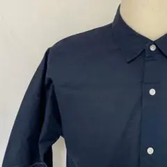 良品✨ブルーワーク シャツ ネイビー 半袖シャツ コットン ステッチ 清潔感のサムネイル