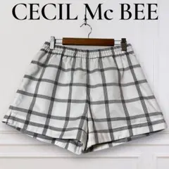 CECIL Mc BEE チェック柄 ショートパンツ M 白 黒 ウエストゴムのサムネイル