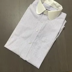 SUIT SELECT水色と赤紫ストライプ 長袖ワイシャツ