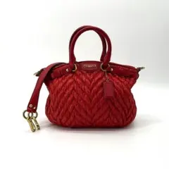 Coach Gathered Nylon Satchel 2way Red - メルカリ
