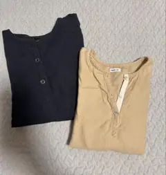 シャツ　ネイビー ベージュ　　長袖　韓国子供服
