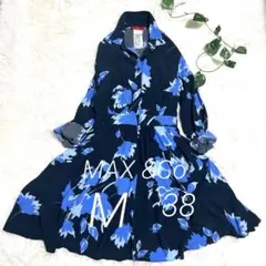 近年モデル✨Max&Co. ロングフレアワンピース リボン コットン ブルー