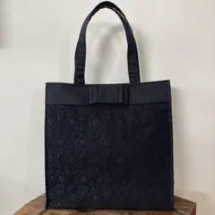⭐︎ハンドメイド⭐︎ フォーマル サブバッグ リボン付♡ オールブラック レース仕立