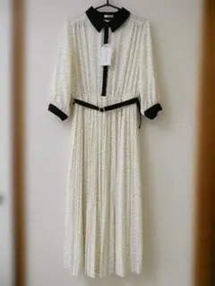 【お値下げ・新品・未使用】グラシア 水玉 ロング プリーツ ワンピース Lサイズ