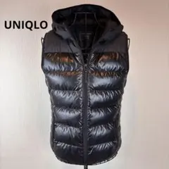 ★UNIQLO★M★フード付黒ダウンベスト★premium down★美品★