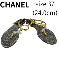 CHANEL 샌들 코코 마크 골드 가죽