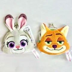 【新品タグ付き】ズートピア　フェイスがま口ポーチ　ジュディ ニック 2点セット