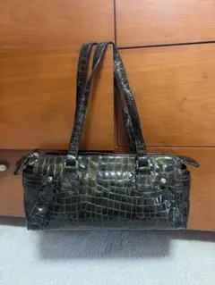 【美品】COCCO FIOREクロコ調ショルダーバッグ グリーンカーキ系　Y2K