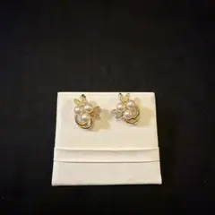 【遺品整理】ゴールドイヤリング/パール風