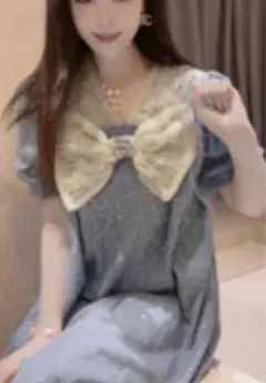 ✅現在価格が下がった✅ ワンピース　蕾丝蝴蝶结　ゆったりM〜L