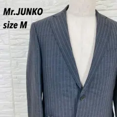 【美品】Mr.JUNKO テーラードジャケット スーツ M グレー ストライプのサムネイル