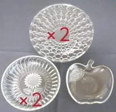 皿 ガラス 昭和 レトロ セット