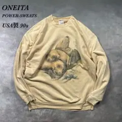 オニータ古着90s アメリカ製アニマルプリントスウェット裏起毛【AC27】