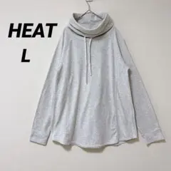 HEAT 【L】グレー ハイネック トレーナー 長袖 薄手 秋冬