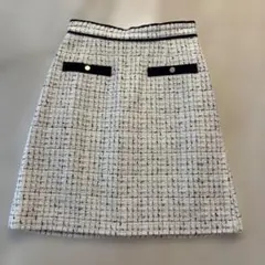【JUSGLITTY】ホワイト ブラック ツイード タイトスカート