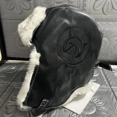 パイロットキャップ フライトキャップ 耳当て付き ユニセックス ブラック