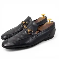 グッチ 7 25.5 ヨルダーン ホースビット ローファー レザー ブラック 黒