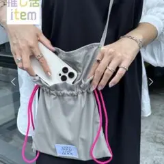 discoat　2way巾着ショルダーポーチ　グレー