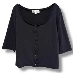 ミッシェルクラン カーディガン 38 M 羽織 ブラック 五分袖 シンプル