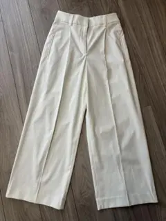 PLST ワイドパンツ　ホワイト　S リネンブレンド