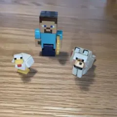 Minecraft フィギュア 3体セット スティーブ 鶏 狼