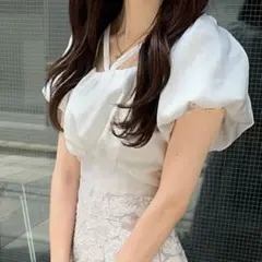 GRL dk1044 ツイードバルーンバックリボンブラウス