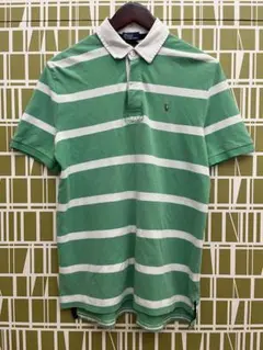 【人気】ポロラルフローレン ボーダー ポロシャツ 緑 白 キッズXLメンズM相当