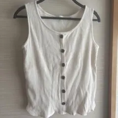 GU リブフロントボタンタンクトップ ホワイトのサムネイル