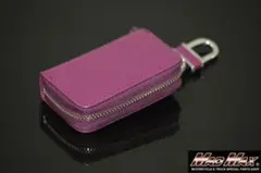 ジ*ロ様 半額スタート!! レザー調 スマートキーケース パープル