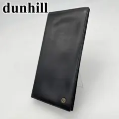 【美品】ダンヒル 長財布 フラップウォレット ロゴ金具 レザー ブラック
