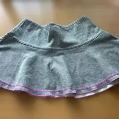 グレー フレアスカート ピンクステッチ