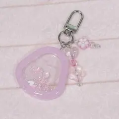 シマエナガちゃんレジンシェイカー♡ピンク ハンドメイド キーホルダー