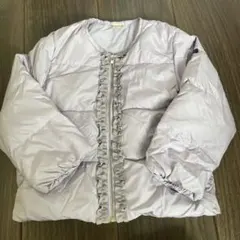 即日発送可、美品petit main 薄紫フリルダウンコート 110