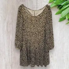 31 Sons de mode ワンピース 膝丈 プリーツ ヒョウ柄 透け感