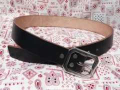 6ミリ厚多脂革ブラックベルトG41バックル(純銀メッキ燻し仕上げ) 極厚ベルト