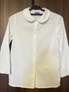 【１２５サイズ】ホワイト 襟付き長袖シャツ　ブラウス　お受験