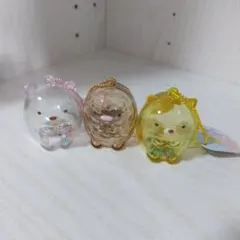 すみっこぐらし/シャカシャカクリアマスコット/しろくま&とんかつ＆ねこ３点】