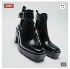 【大幅値下げ中！】ZARA ブーツ バックル付き ブーツ ブラック