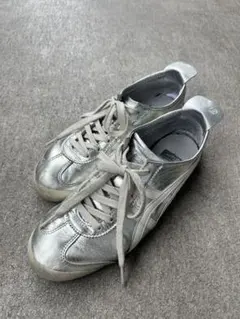 破れあり Onitsuka Tiger メキシコ66 シルバー