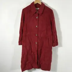 y2k ステンカラーコート ロング丈 ボルドー レトロ 古着