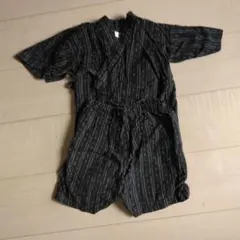 子ども甚平黒と白のストライプ 　100