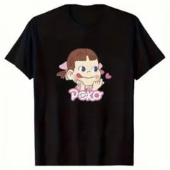 ペコちゃん Tシャツ 半袖 ブラック 不二家 ミルキー Peko