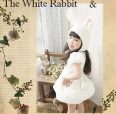 美品　ウサギ耳付きハロウィン コスチューム 白100サイズ