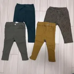 長ズボン4着 裏起毛 80サイズ相当 《UNIQLO・ブランシェス》