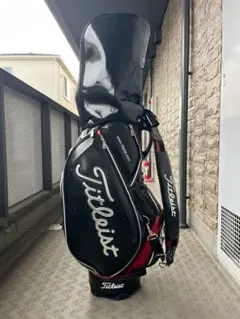 Titleist キャディバッグ 黒/赤 フルフード付き　タイトリスト