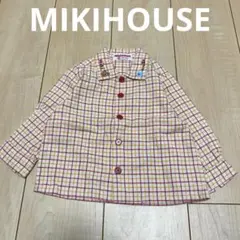 ミキハウス　MIKIHOUSE シャツ　チェックシャツ　ロゴ刺繍　80サイズ