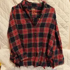 HKロンドン しまむらコラボ チェックシャツ Mサイズ 赤